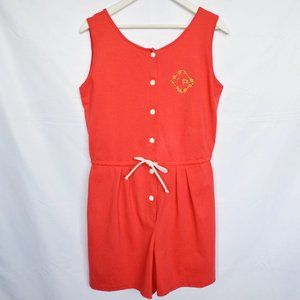 Vintage 80's Red Embroidered Drawstring Romper